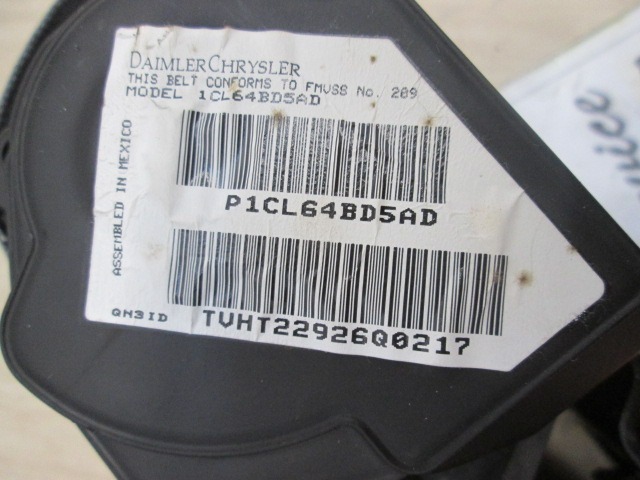 VARNOSTNI PAS OEM N. P1CL64BD5AD ORIGINAL REZERVNI DEL JEEP GRAND CHEROKEE WH WK MK3 (05/2005-08/2008) DIESEL LETNIK 2007