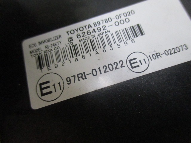 RACUNALNIK AVTOALARMA/BLOKADA MOTORJA OEM N. 626492-000 ORIGINAL REZERVNI DEL TOYOTA COROLLA VERSO ZER ZZE12 R1 (2004 - 2009) BENZINA LETNIK 2006