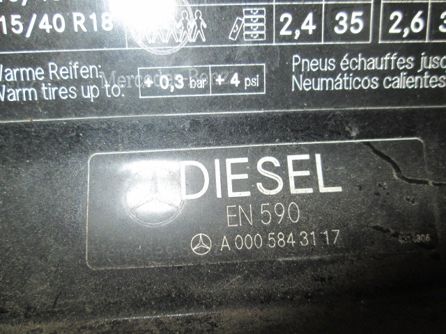 LOPUTA GORIVA OEM N. A0005843117 ORIGINAL REZERVNI DEL MERCEDES CLASSE B W245 T245 5P (2005 - 2011) DIESEL LETNIK 2005