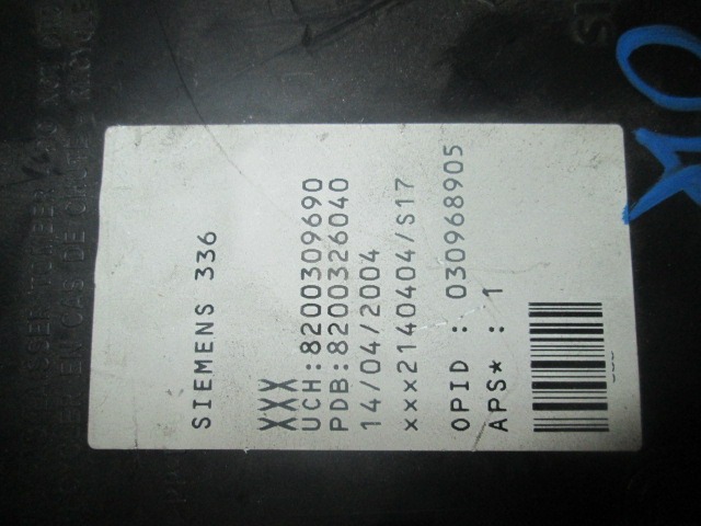 KOMPLET ODKLEPANJE IN VZIG  OEM N. 17734 KIT ACCENSIONE AVVIAMENTO ORIGINAL REZERVNI DEL RENAULT MEGANE MK2 BM0/1 CM0/1 EM0/1 KM0/1 LM0/1 BER/GRANDTOUR  (10/2002 - 02/2006) DIESEL LETNIK 2004