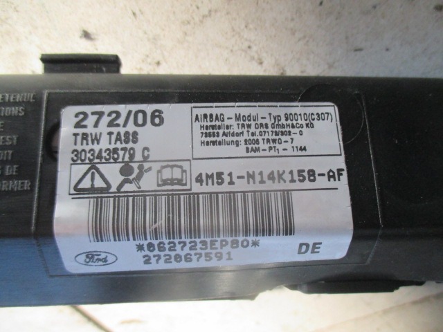 ZRACNA BLAZINA GLAVA DESNA OEM N. 4M51N14K158AF ORIGINAL REZERVNI DEL FORD FOCUS DA HCP DP MK2 BER/SW (2005 - 2008) DIESEL LETNIK 2007