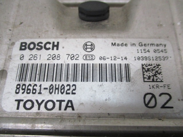 OSNOVNA KRMILNA ENOTA DDE / MODUL ZA VBRIZGAVANJE OEM N. 89661-0H022 ORIGINAL REZERVNI DEL TOYOTA AYGO B1 (2005 - 2009) BENZINA LETNIK 2007