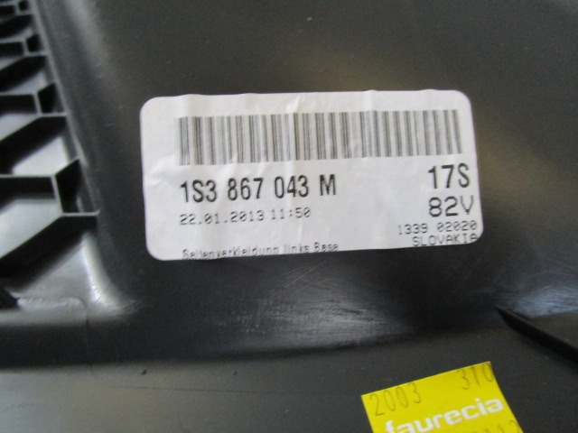 NOTRANJA OBLOGA ZADNJEGA BOKA  OEM N. 1S3867043M ORIGINAL REZERVNI DEL VOLKSWAGEN UP 121 122 123 BL1 BL2 BL3 (DAL 2011) BENZINA LETNIK 2013