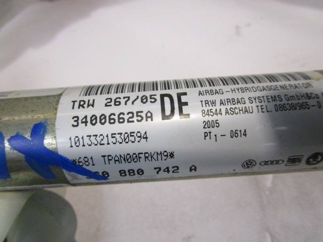 ZRACNA BLAZINA GLAVA DESNA OEM N. 3C0880742A ORIGINAL REZERVNI DEL VOLKSWAGEN PASSAT B6 3C2 3C5 BER/SW (2005 - 09/2010)  DIESEL LETNIK 2005