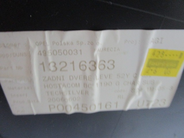 VRATNI PANEL OEM N. PNPSTOPAGILAAH00BR5P ORIGINAL REZERVNI DEL OPEL AGILA A H00 (2000 - 2008) DIESEL LETNIK 2006