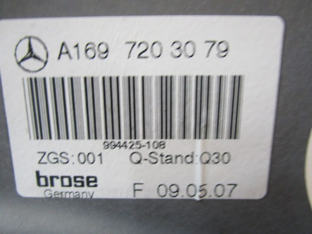 MEHANIZEM VETROBRANSKEGA STEKLA PREDNJIH VRAT OEM N. A1697203079 ORIGINAL REZERVNI DEL MERCEDES CLASSE B W245 T245 5P (2005 - 2011) DIESEL LETNIK 2007