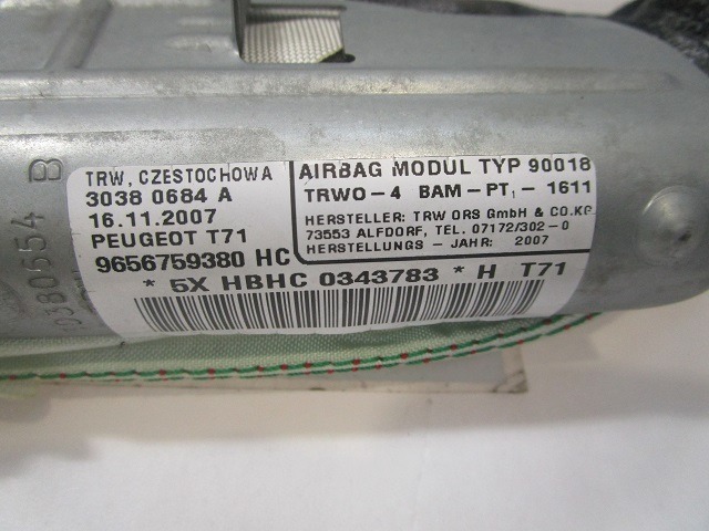 ZRACNA BLAZINA GLAVA DESNA OEM N. 9656759380 ORIGINAL REZERVNI DEL PEUGEOT 308 4A 4B 4C 4E 4H MK1 BER/SW/CC (2007 - 2013) DIESEL LETNIK 2008