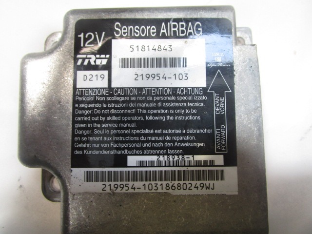 KIT AIRBAG KOMPLET OEM N. 18904 KIT AIRBAG COMPLETO ORIGINAL REZERVNI DEL FIAT CROMA 194 MK2 R (11-2007 - 2010) DIESEL LETNIK 2008