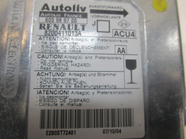 KIT AIRBAG KOMPLET OEM N. 17441 KIT AIRBAG COMPLETO ORIGINAL REZERVNI DEL RENAULT SCENIC/GRAND SCENIC JM0/1 MK2 (2003 - 2009) DIESEL LETNIK 2005