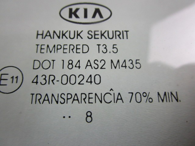 STEKLO SPREDNJIH LEVIH VRAT OEM N. 824111H010 ORIGINAL REZERVNI DEL KIA CEE'D / PRO CEE'D MK1 ED (2006-2012) BENZINA/GPL LETNIK 2008