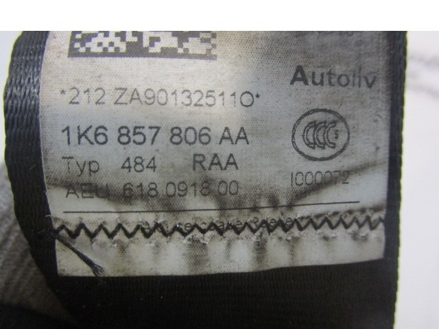 VARNOSTNI PAS OEM N. 618019000 1K6857806AA ORIGINAL REZERVNI DEL VOLKSWAGEN GOLF VI 5K1 517 AJ5 MK6 (2008-2012) BENZINA LETNIK 2012