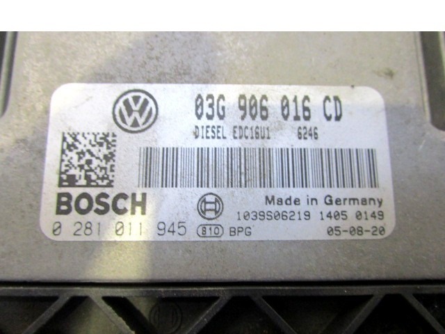 KOMPLET ODKLEPANJE IN VZIG  OEM N. 17768 KIT ACCENSIONE AVVIAMENTO ORIGINAL REZERVNI DEL VOLKSWAGEN TOURAN 1T1 MK1 (2003 - 11/2006) DIESEL LETNIK 2005