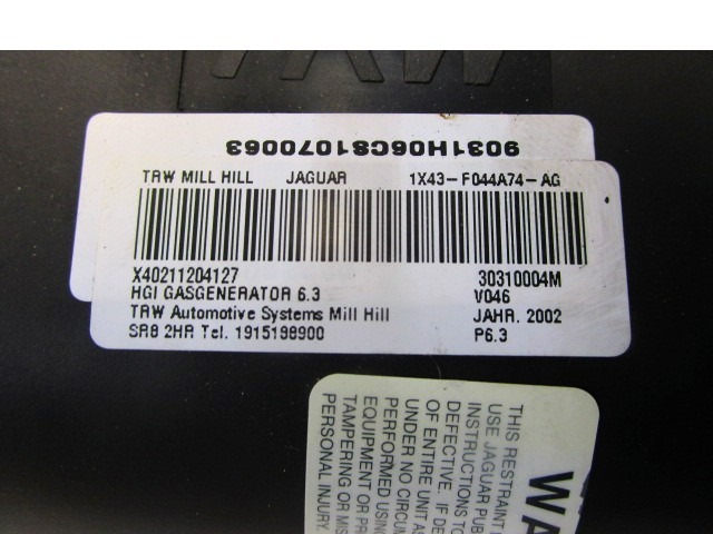 KIT AIRBAG KOMPLET OEM N. 15608 KIT AIRBAG COMPLETO ORIGINAL REZERVNI DEL JAGUAR X-TYPE X400 MK1 BER/SW (2001-2005) BENZINA LETNIK 2002