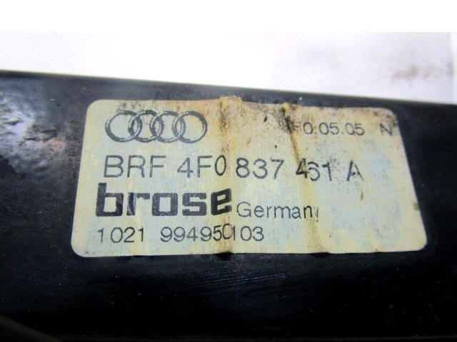 MEHANIZEM VETROBRANSKEGA STEKLA PREDNJIH VRAT OEM N. 4F0837461A ORIGINAL REZERVNI DEL AUDI A6 C6 4F2 4FH 4F5 BER/SW/ALLROAD (07/2004 - 10/2008) DIESEL LETNIK 2005