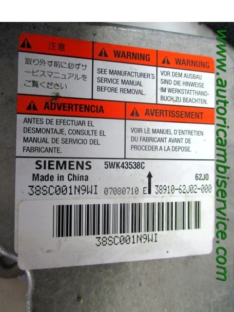 KIT AIRBAG KOMPLET OEM N. 19094 KIT AIRBAG COMPLETO ORIGINAL REZERVNI DEL SUZUKI SWIFT MZ EZ MK3 (2004 - 2010) BENZINA LETNIK 2009