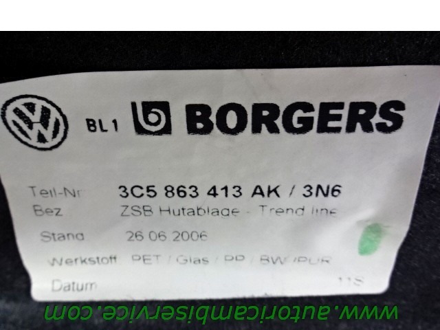 POLICA / ROLO PRTLJAZNIKA  OEM N. 3C5863413AK ORIGINAL REZERVNI DEL VOLKSWAGEN PASSAT B6 3C2 3C5 BER/SW (2005 - 09/2010)  DIESEL LETNIK 2007