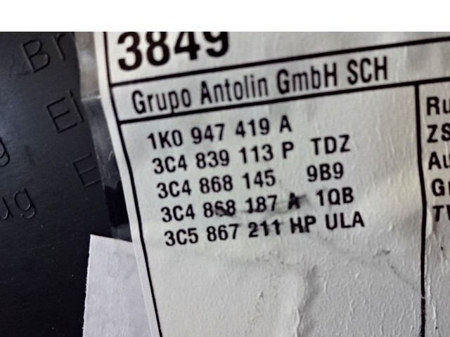 VRATNI PANEL OEM N. PNPSTVWPASSATB6BR4P ORIGINAL REZERVNI DEL VOLKSWAGEN PASSAT B6 3C2 3C5 BER/SW (2005 - 09/2010)  DIESEL LETNIK 2007