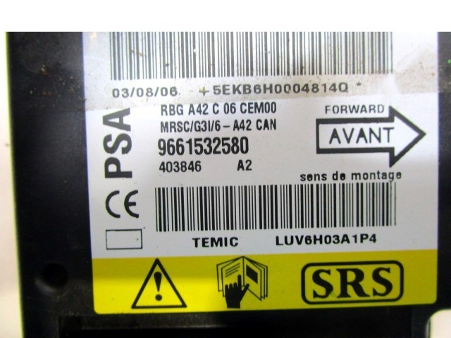 KIT AIRBAG KOMPLET OEM N. 18085 KIT AIRBAG COMPLETO ORIGINAL REZERVNI DEL CITROEN C3 / PLURIEL MK1R (09/2005 - 11/2010) DIESEL LETNIK 2006