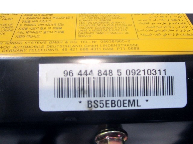 KIT AIRBAG KOMPLET OEM N. 113242 KIT AIRBAG COMPLETO ORIGINAL REZERVNI DEL CHEVROLET KALOS T200 (2005 - 2008) BENZINA LETNIK 2005