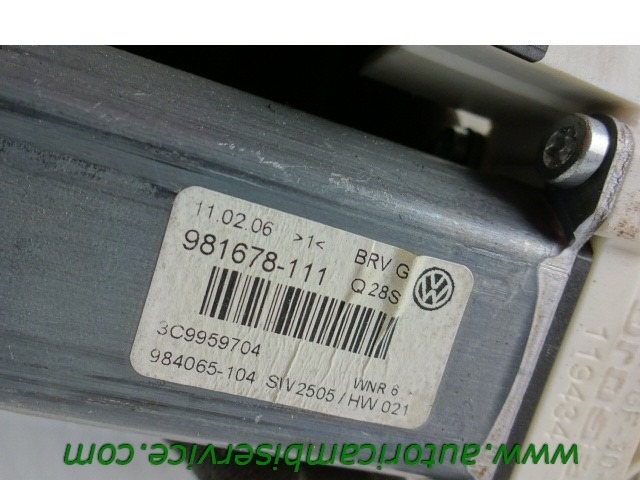 MOTORCEK ELEKTRICNEGA POMIKA ZADNJEGA STEKLA  OEM N. 3C9959704 ORIGINAL REZERVNI DEL VOLKSWAGEN PASSAT B6 3C2 3C5 BER/SW (2005 - 09/2010)  DIESEL LETNIK 2006