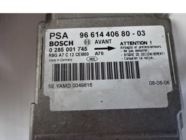 KIT AIRBAG KOMPLET OEM N. 19354 KIT AIRBAG COMPLETO ORIGINAL REZERVNI DEL PEUGEOT 207 / 207 CC WA WC WD WK (2006 - 05/2009) DIESEL LETNIK 2006