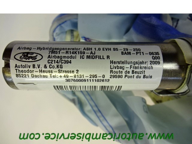 ZRACNA BLAZINA GLAVA DESNA OEM N. 7M51-R14K159-AJ ORIGINAL REZERVNI DEL FORD KUGA MK1 (05/2008 - 2012) DIESEL LETNIK 2009