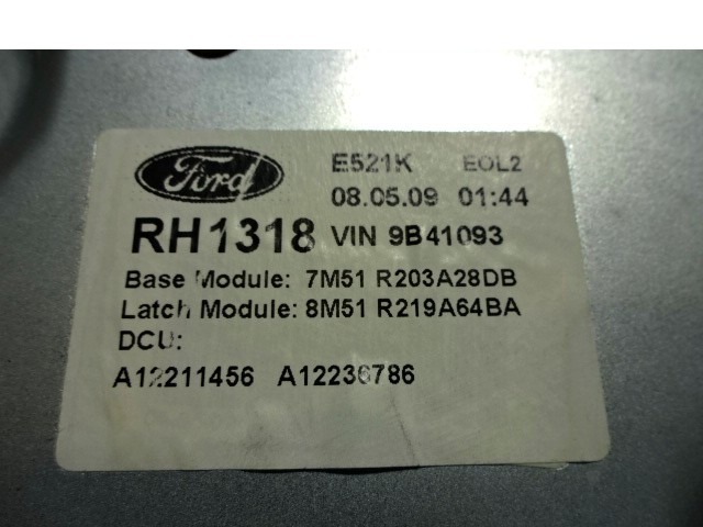 MEHANIZEM VETROBRANSKEGA STEKLA PREDNJIH VRAT OEM N. 7M51R203A28DB ORIGINAL REZERVNI DEL FORD KUGA MK1 (05/2008 - 2012) DIESEL LETNIK 2009