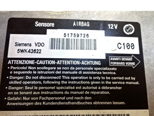 KIT AIRBAG KOMPLET OEM N. 16589 KIT AIRBAG COMPLETO ORIGINAL REZERVNI DEL FIAT MULTIPLA 186 R (2004 - 2010) BENZINA/METANO LETNIK 2006