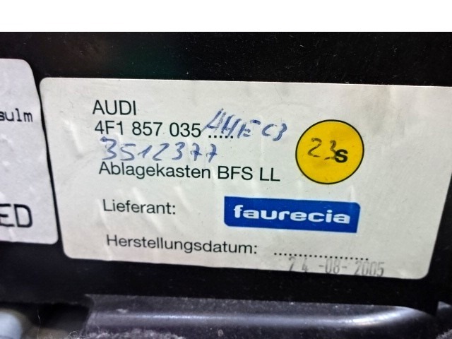 PREDAL ZA DOKUMENTE OEM N. 4F1857035 ORIGINAL REZERVNI DEL AUDI A6 C6 4F2 4FH 4F5 BER/SW/ALLROAD (07/2004 - 10/2008) DIESEL LETNIK 2005