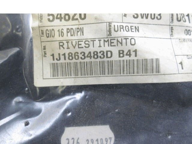 NOTRANJA OBLOGA PRAGA  OEM N. 1J1863483D ORIGINAL REZERVNI DEL VOLKSWAGEN GOLF IV 1J1 1E7 1J5 MK4 BER/SW (1998 - 2004) BENZINA LETNIK 1999