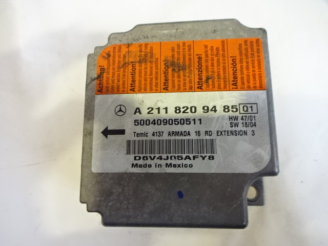 KIT AIRBAG KOMPLET OEM N. 18058 KIT AIRBAG COMPLETO ORIGINAL REZERVNI DEL MERCEDES CLASSE E W211 S211 BER/SW (03/2002 - 05/2006) DIESEL LETNIK 2005