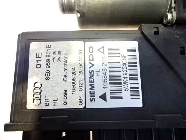 MOTORCEK ELEKTRICNEGA POMIKA ZADNJEGA STEKLA  OEM N. 0130821767 8E0959801E ORIGINAL REZERVNI DEL AUDI A4 B7 8EC 8ED 8HE BER/SW/CABRIO (2004 - 2007) DIESEL LETNIK 2006