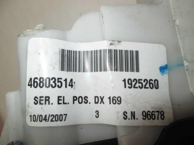 CENTRALNO ZAKLEPANJE ZADNJIH DESNIH VRAT OEM N. 46803514 ORIGINAL REZERVNI DEL FIAT PANDA 169 (2003 - 08/2009) BENZINA LETNIK 2003