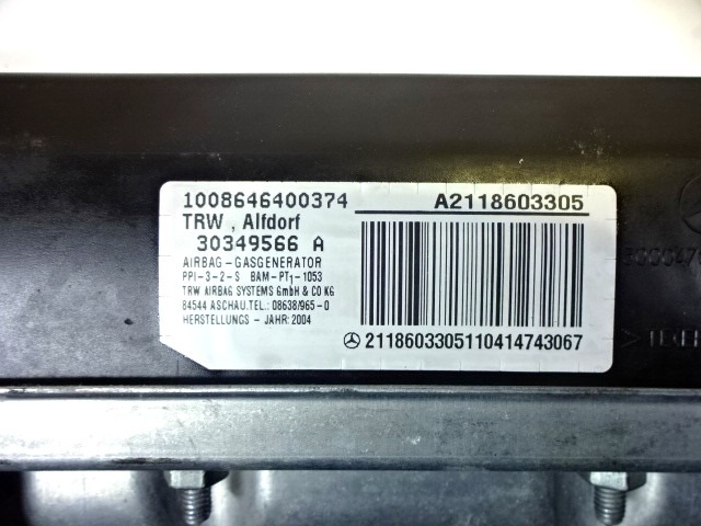 KIT AIRBAG KOMPLET OEM N. 17129 KIT AIRBAG COMPLETO ORIGINAL REZERVNI DEL MERCEDES CLASSE E W211 S211 BER/SW (03/2002 - 05/2006) DIESEL LETNIK 2004