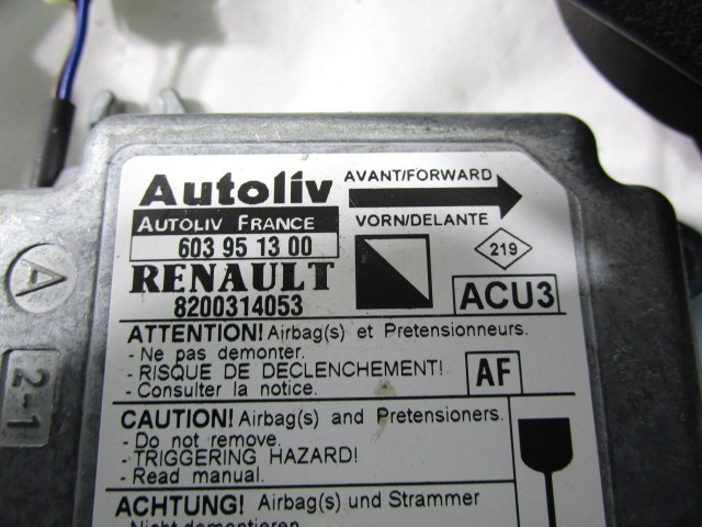 KIT AIRBAG KOMPLET OEM N. 17985 KIT AIRBAG COMPLETO ORIGINAL REZERVNI DEL NISSAN KUBISTAR X76 (2003 - 2009) DIESEL LETNIK 2004