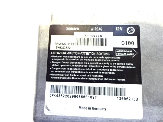 KIT AIRBAG KOMPLET OEM N. 16589 KIT AIRBAG COMPLETO ORIGINAL REZERVNI DEL FIAT MULTIPLA 186 R (2004 - 2010) BENZINA/METANO LETNIK 2009