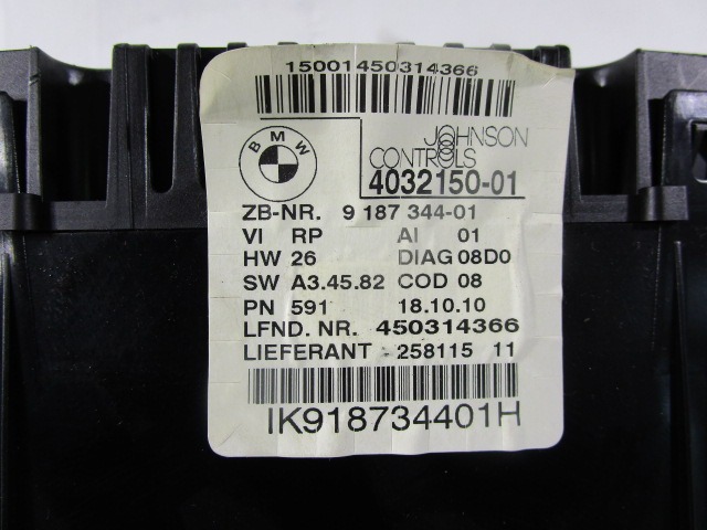 KILOMETER STEVEC OEM N. 9187344 ORIGINAL REZERVNI DEL BMW SERIE 3 BER/SW/COUPE/CABRIO E90/E91/E92/E93 LCI R (2009 - 2012) DIESEL LETNIK 2010