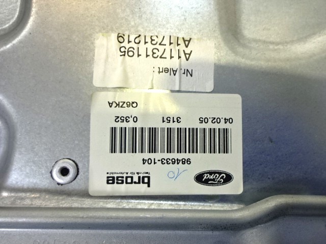 MEHANIZEM VETROBRANSKEGA STEKLA PREDNJIH VRAT OEM N. 4M51-A045H17-A ORIGINAL REZERVNI DEL FORD FOCUS DA HCP DP MK2 BER/SW (2005 - 2008) DIESEL LETNIK 2005