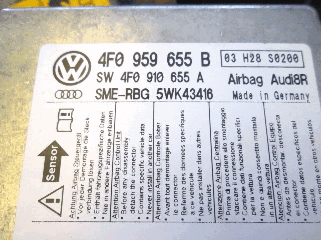 KIT AIRBAG KOMPLET OEM N. 18676 KIT AIRBAG COMPLETO ORIGINAL REZERVNI DEL AUDI A6 C6 4F2 4FH 4F5 BER/SW/ALLROAD (07/2004 - 10/2008) DIESEL LETNIK 2007