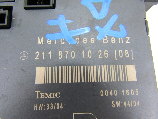 RACUNALNIK VRAT IN STEKEL OEM N. 2118701026 ORIGINAL REZERVNI DEL MERCEDES CLASSE E W211 S211 R BER/SW (06/2006 - 2009)DIESEL LETNIK 2006