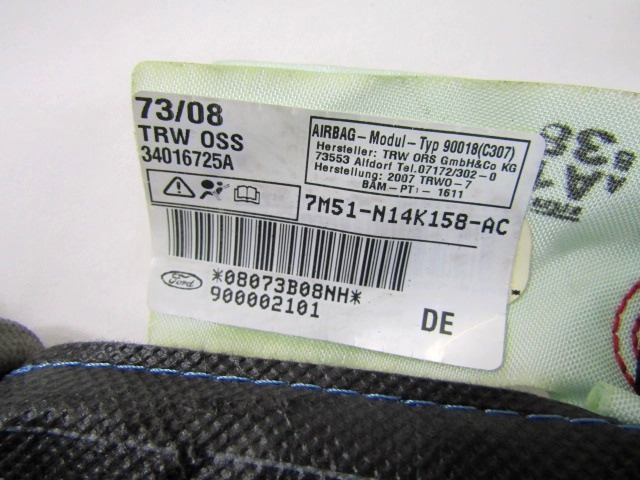 ZRACNA BLAZINA GLAVA DESNA OEM N. 7M51-N14K158-AC ORIGINAL REZERVNI DEL FORD FOCUS DA HCP DP MK2 R BER/SW (2008 - 2011) DIESEL LETNIK 2008