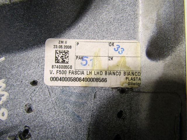 NOTRANJE OKRASNE LETVE  OEM N. 735458958 ORIGINAL REZERVNI DEL FIAT 500 CINQUECENTO 312 MK3 (2007 - 2015) BENZINA LETNIK 2008