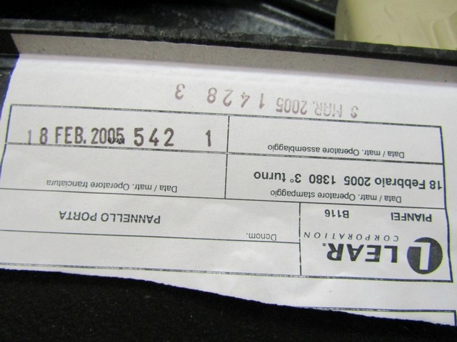 NOTRANJA OBLOGA SPREDNJIH VRAT OEM N. PNASTLCMUSA350MV5P ORIGINAL REZERVNI DEL LANCIA MUSA 350 (2004 - 2007) DIESEL LETNIK 2005