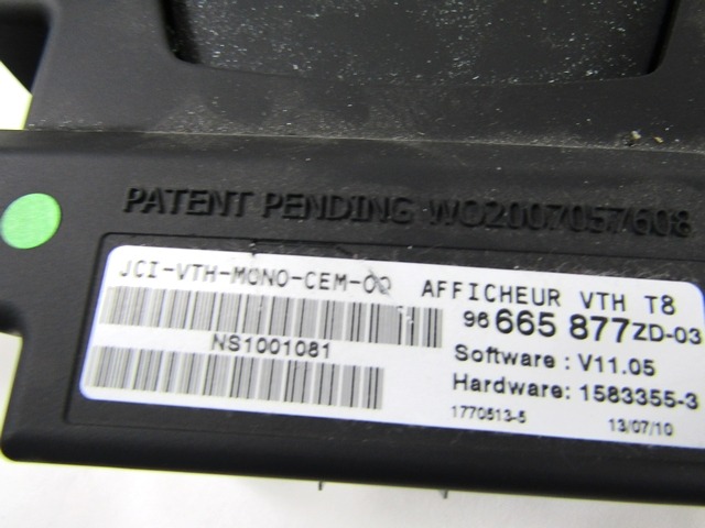 POTOVALNI RACUNALNIK OEM N. 96665877ZD ORIGINAL REZERVNI DEL PEUGEOT 3008 MK1 0U (2009 - 2016) DIESEL LETNIK 2010