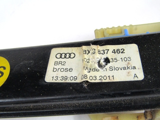 MEHANIZEM VETROBRANSKEGA STEKLA PREDNJIH VRAT OEM N. 8X3837462 ORIGINAL REZERVNI DEL AUDI A1 8X 8X1 8XF (2010 - 2015)BENZINA LETNIK 2011