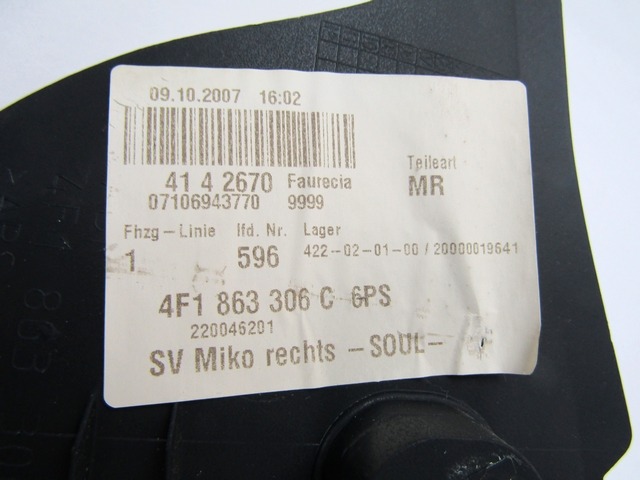 SREDINSKA KONZOLA  OEM N. 4F1863306C ORIGINAL REZERVNI DEL AUDI A6 C6 4F2 4FH 4F5 BER/SW/ALLROAD (07/2004 - 10/2008) DIESEL LETNIK 2007