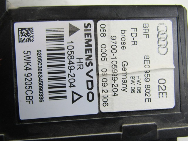 MOTORCEK ELEKTRICNEGA POMIKA ZADNJEGA STEKLA  OEM N. 0130821766 8E0959802E ORIGINAL REZERVNI DEL AUDI A4 B7 8EC 8ED 8HE BER/SW/CABRIO (2004 - 2007) DIESEL LETNIK 2006