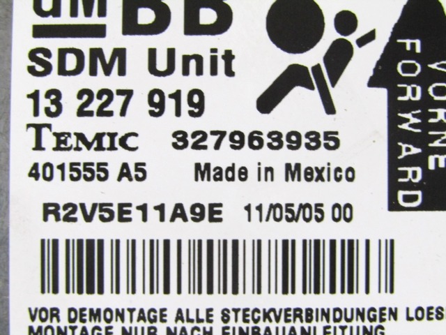 KIT AIRBAG KOMPLET OEM N. 19118 KIT AIRBAG COMPLETO ORIGINAL REZERVNI DEL OPEL ASTRA H A04 L48,L08,L35,L67 5P/3P/SW (2004 - 2007) DIESEL LETNIK 2005