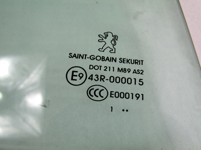 STEKLO ZADNJIH DESNIH VRAT OEM N. 9204P4 ORIGINAL REZERVNI DEL PEUGEOT 207 / 207 CC R WA WC WD WK (05/2009 - 2015) BENZINA LETNIK 2012