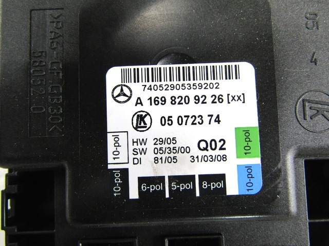 RACUNALNIK VRAT IN STEKEL OEM N. A1698209226 ORIGINAL REZERVNI DEL MERCEDES CLASSE B W245 T245 5P (2005 - 2011) DIESEL LETNIK 2008